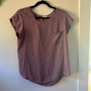 Muted purple polka dot blouse